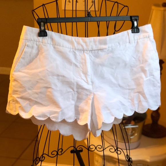 J. Crew Pants - J Crew 14 scalloped linen shorts white